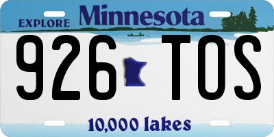 MN license plate 926TOS