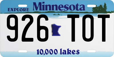 MN license plate 926TOT