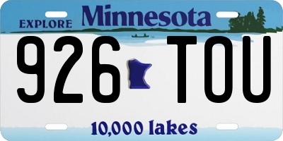 MN license plate 926TOU