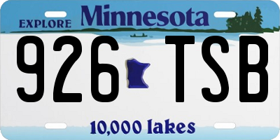 MN license plate 926TSB