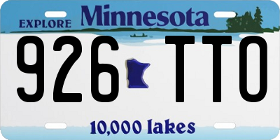 MN license plate 926TTO