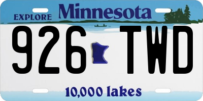 MN license plate 926TWD