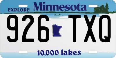 MN license plate 926TXQ