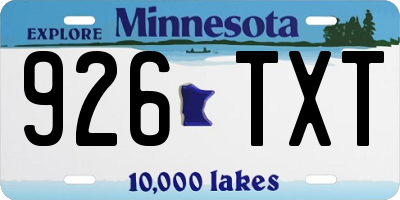 MN license plate 926TXT