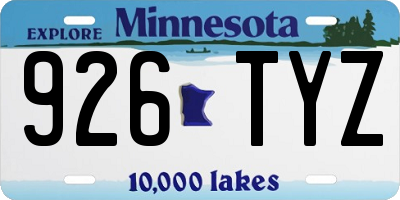 MN license plate 926TYZ