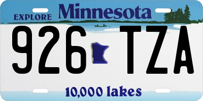 MN license plate 926TZA