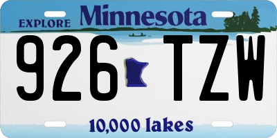 MN license plate 926TZW