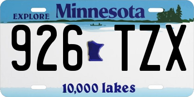 MN license plate 926TZX