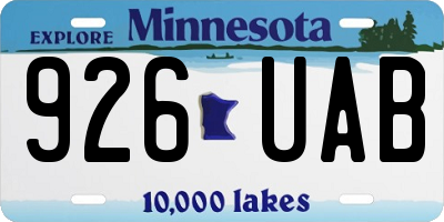 MN license plate 926UAB