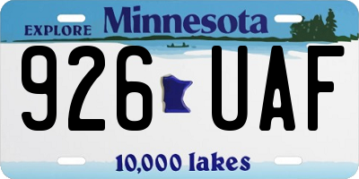 MN license plate 926UAF