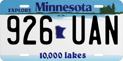 MN license plate 926UAN