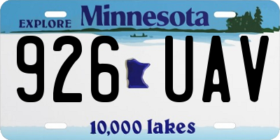 MN license plate 926UAV