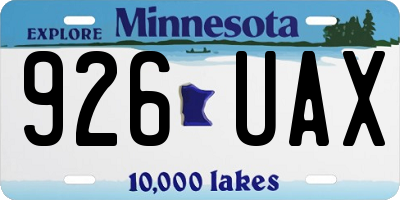 MN license plate 926UAX