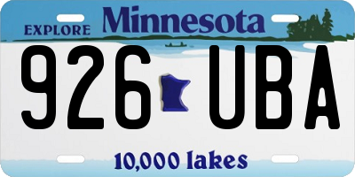 MN license plate 926UBA