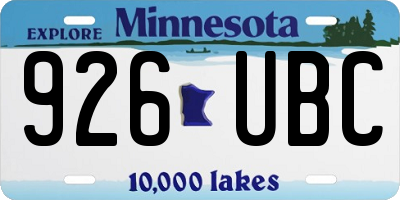MN license plate 926UBC