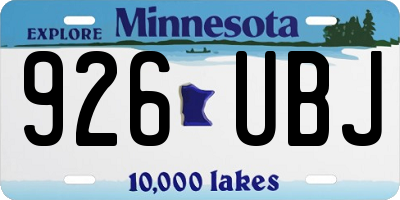 MN license plate 926UBJ
