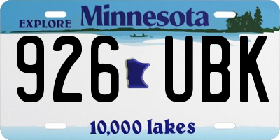 MN license plate 926UBK