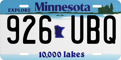 MN license plate 926UBQ