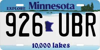 MN license plate 926UBR
