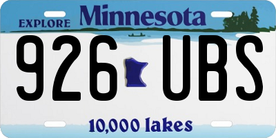 MN license plate 926UBS