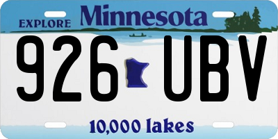 MN license plate 926UBV