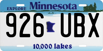 MN license plate 926UBX