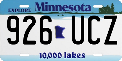 MN license plate 926UCZ