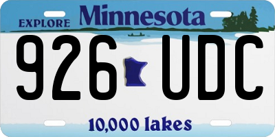MN license plate 926UDC