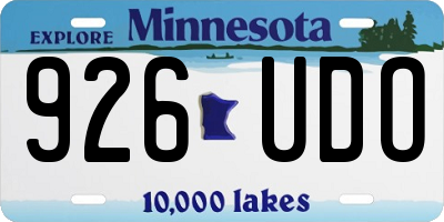 MN license plate 926UDO