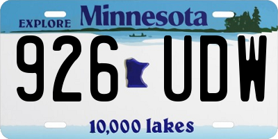 MN license plate 926UDW