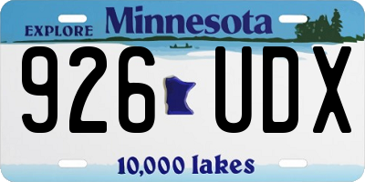 MN license plate 926UDX