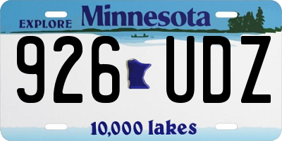 MN license plate 926UDZ