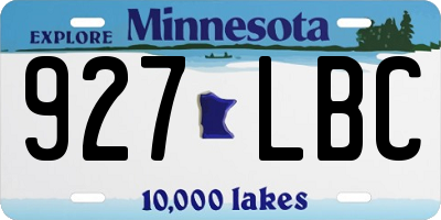 MN license plate 927LBC