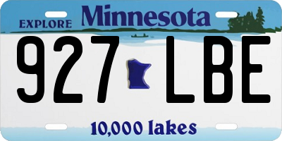 MN license plate 927LBE