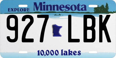 MN license plate 927LBK