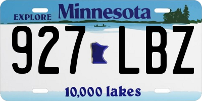 MN license plate 927LBZ