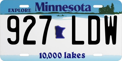 MN license plate 927LDW