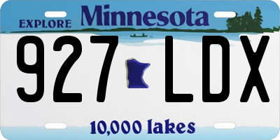 MN license plate 927LDX