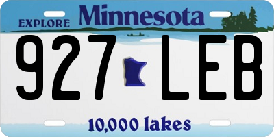 MN license plate 927LEB