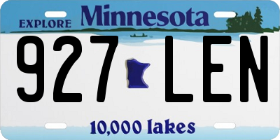 MN license plate 927LEN