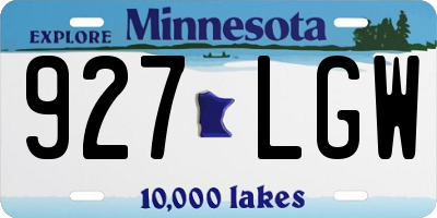 MN license plate 927LGW