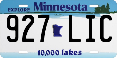 MN license plate 927LIC