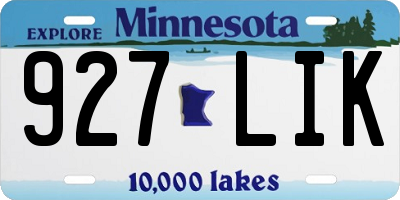 MN license plate 927LIK
