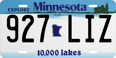 MN license plate 927LIZ