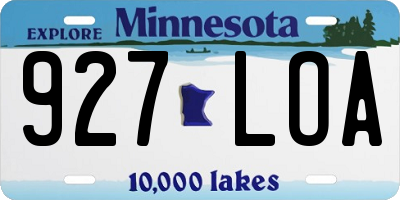 MN license plate 927LOA