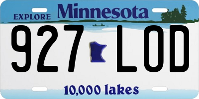 MN license plate 927LOD