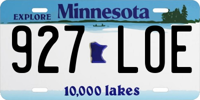 MN license plate 927LOE