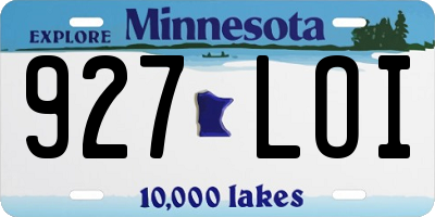 MN license plate 927LOI