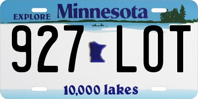 MN license plate 927LOT