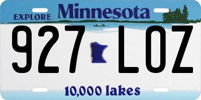 MN license plate 927LOZ